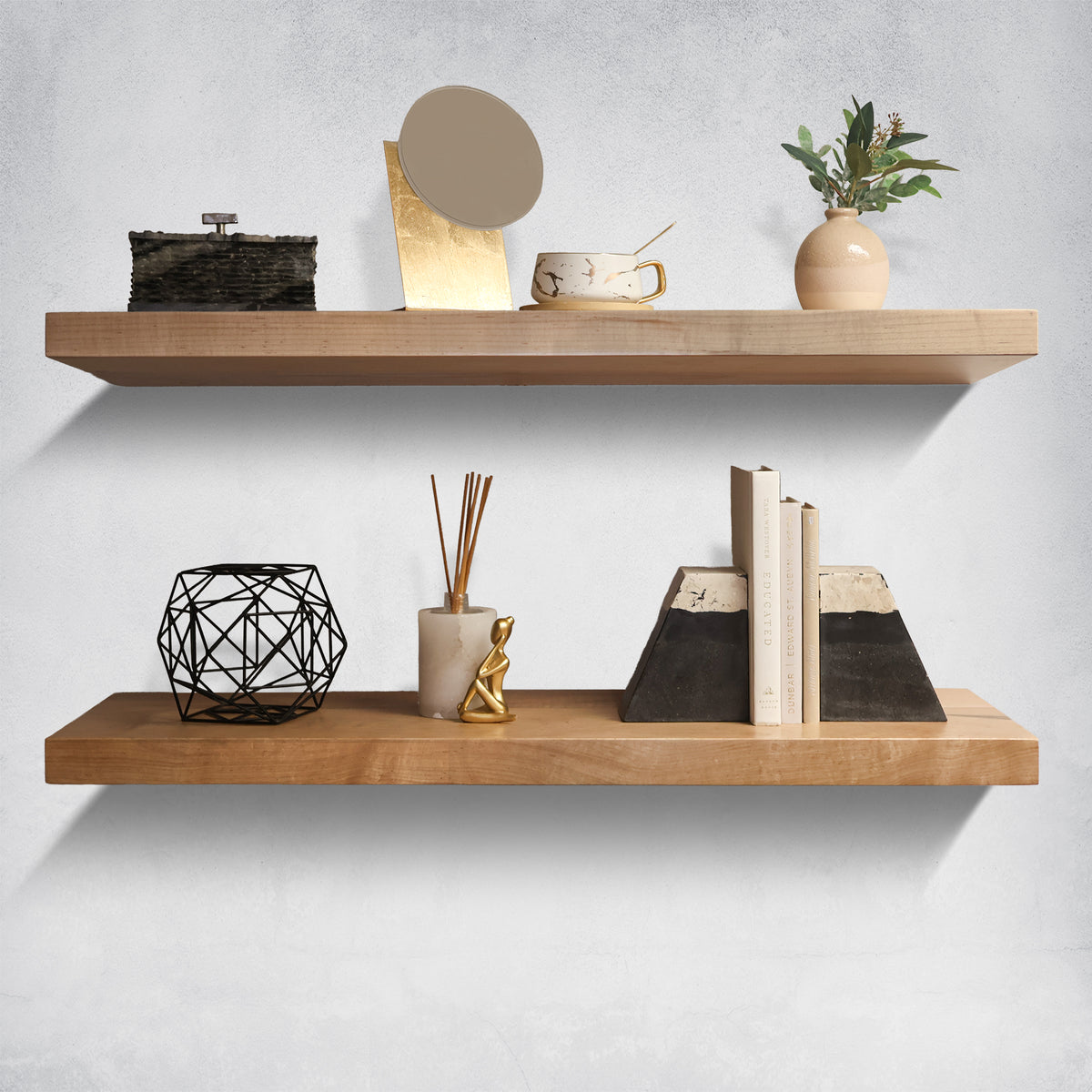 Modern Floating Shelves, Maple Wood Shelf, FREE Shipping, ANY Dimension, ANY Finish, Easy Install, Contemporary authentic