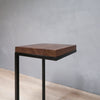 Walnut C shape side table with black base