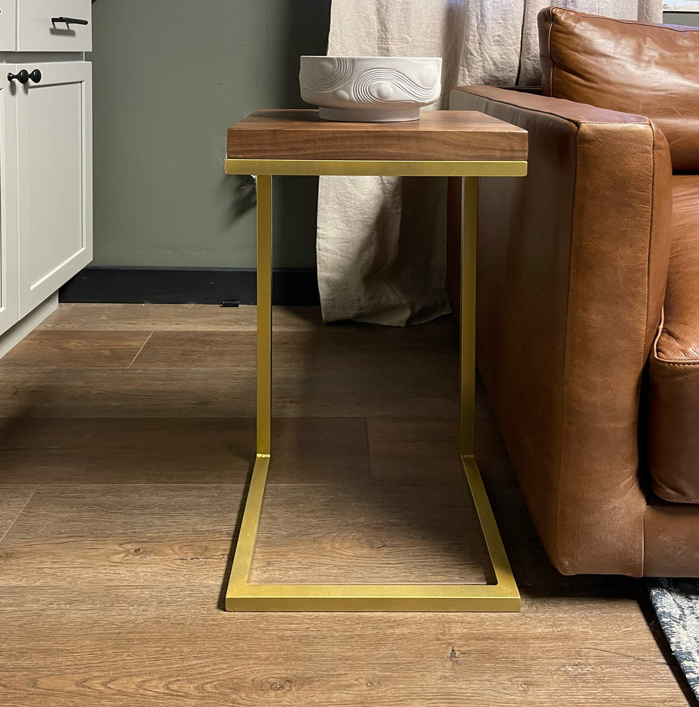 Walnut side table in living room