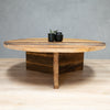 Modern Round Reclaimed Wood Coffee Table With Y Base