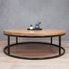 round white oak living room coffee table